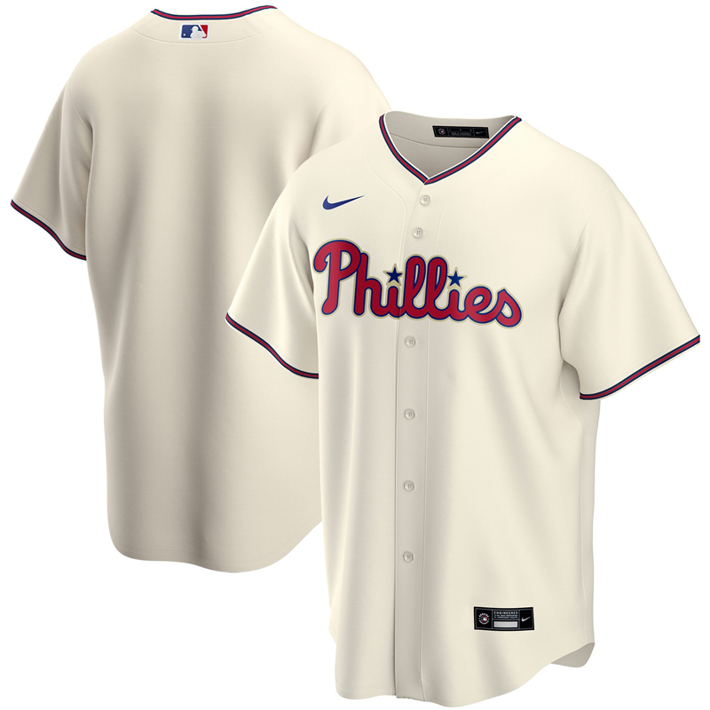2020 MLB Men Philadelphia Phillies Nike Cream Alternate 2020 Replica Jersey 1->customized mlb jersey->Custom Jersey